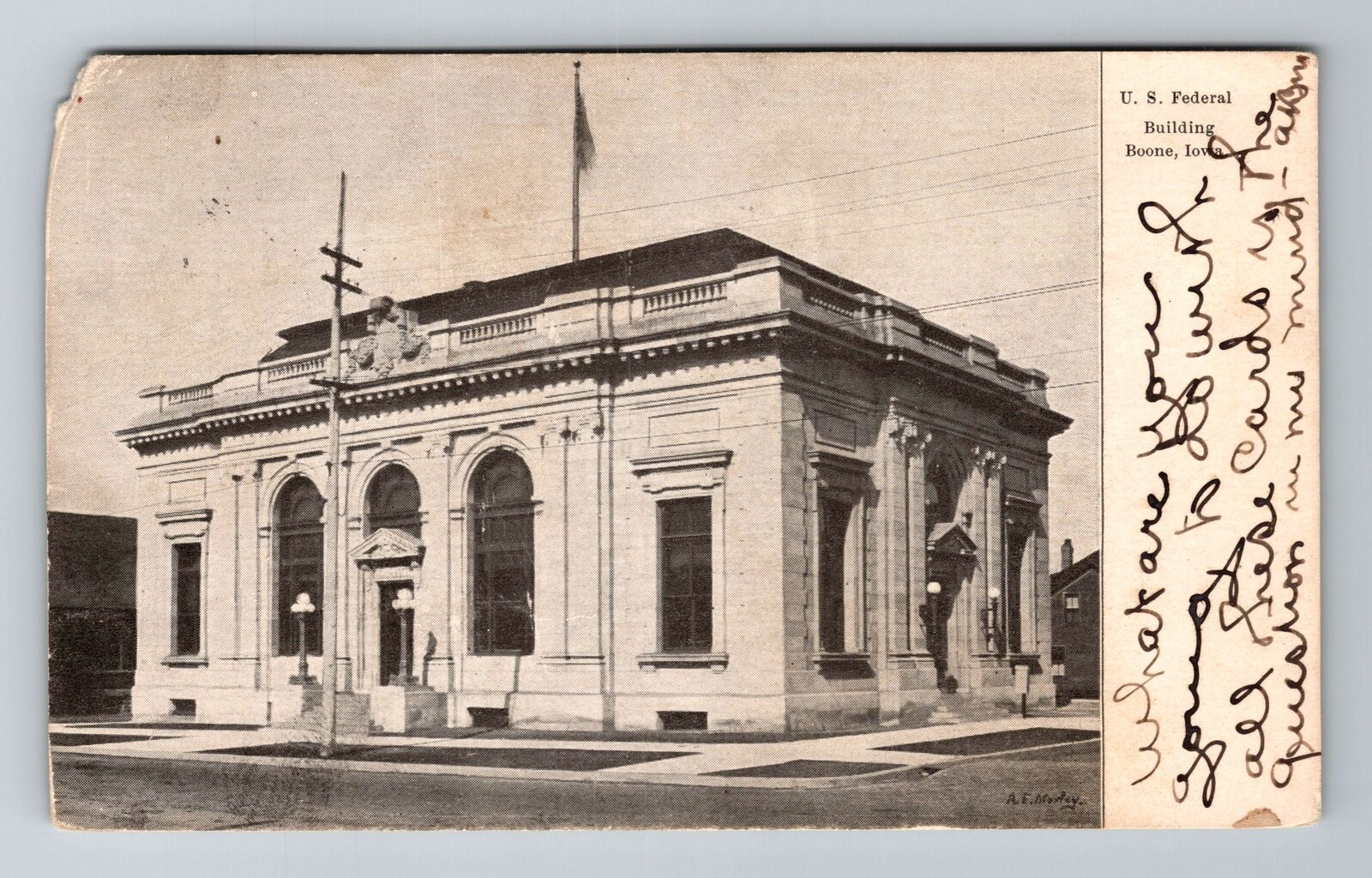 Boone IA-Iowa, US Federal Building, Antique, Vintage c1916 Souvenir Postcard