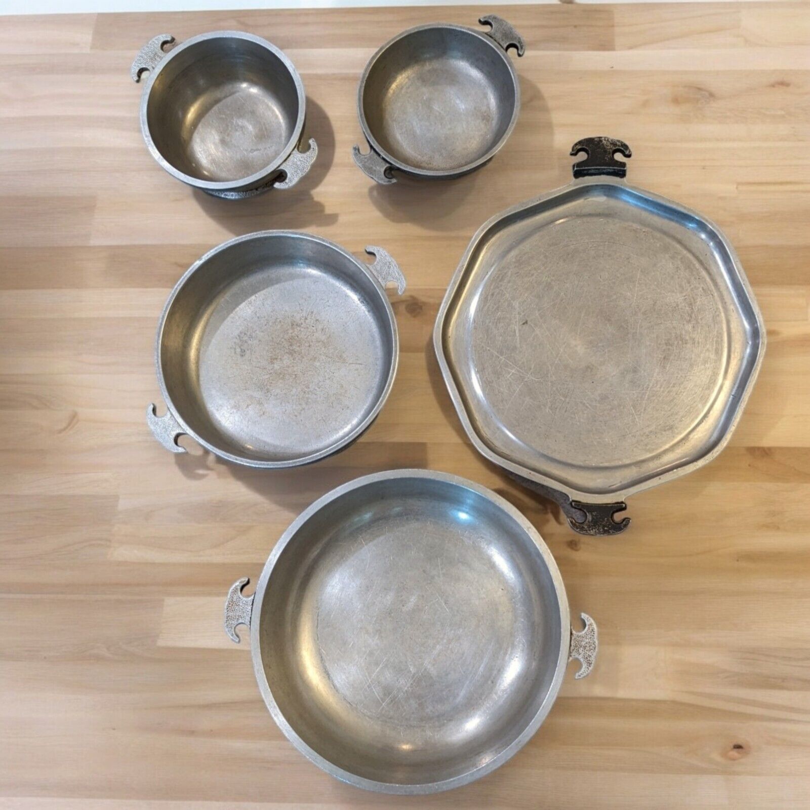 Vintage Guardian Ware 5-piece Cookware Set Pans Aluminum - no lids