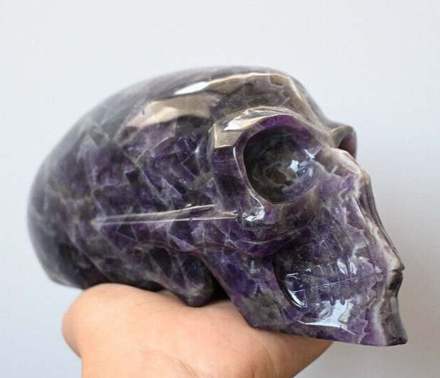 3.43LB Natural Dream Amethyst Skull Carved Quartz Crystal Skull Healing Gift