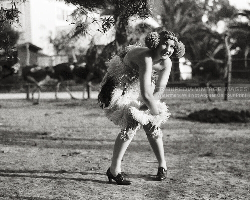 1920s Cute Girl Dancing the Charleston Photo - California Ostrich Farm - Flapper
