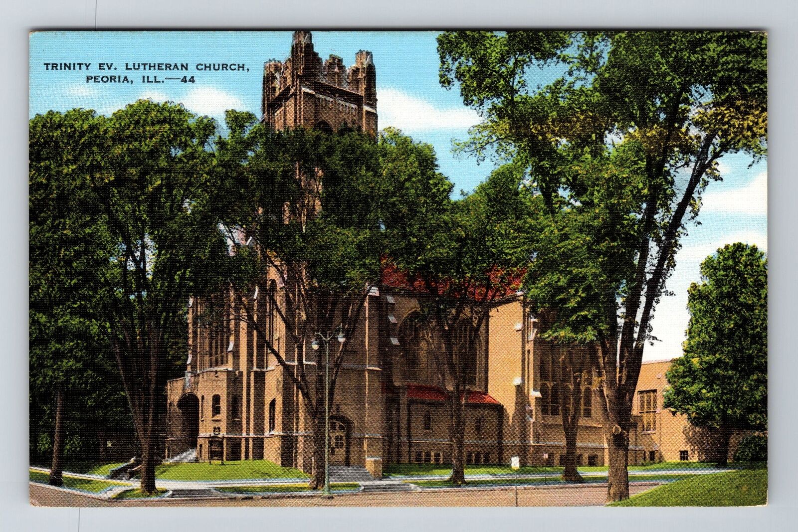 Peoria IL-Illinois, Trinity Evangelical Lutheran Church Vintage Postcard