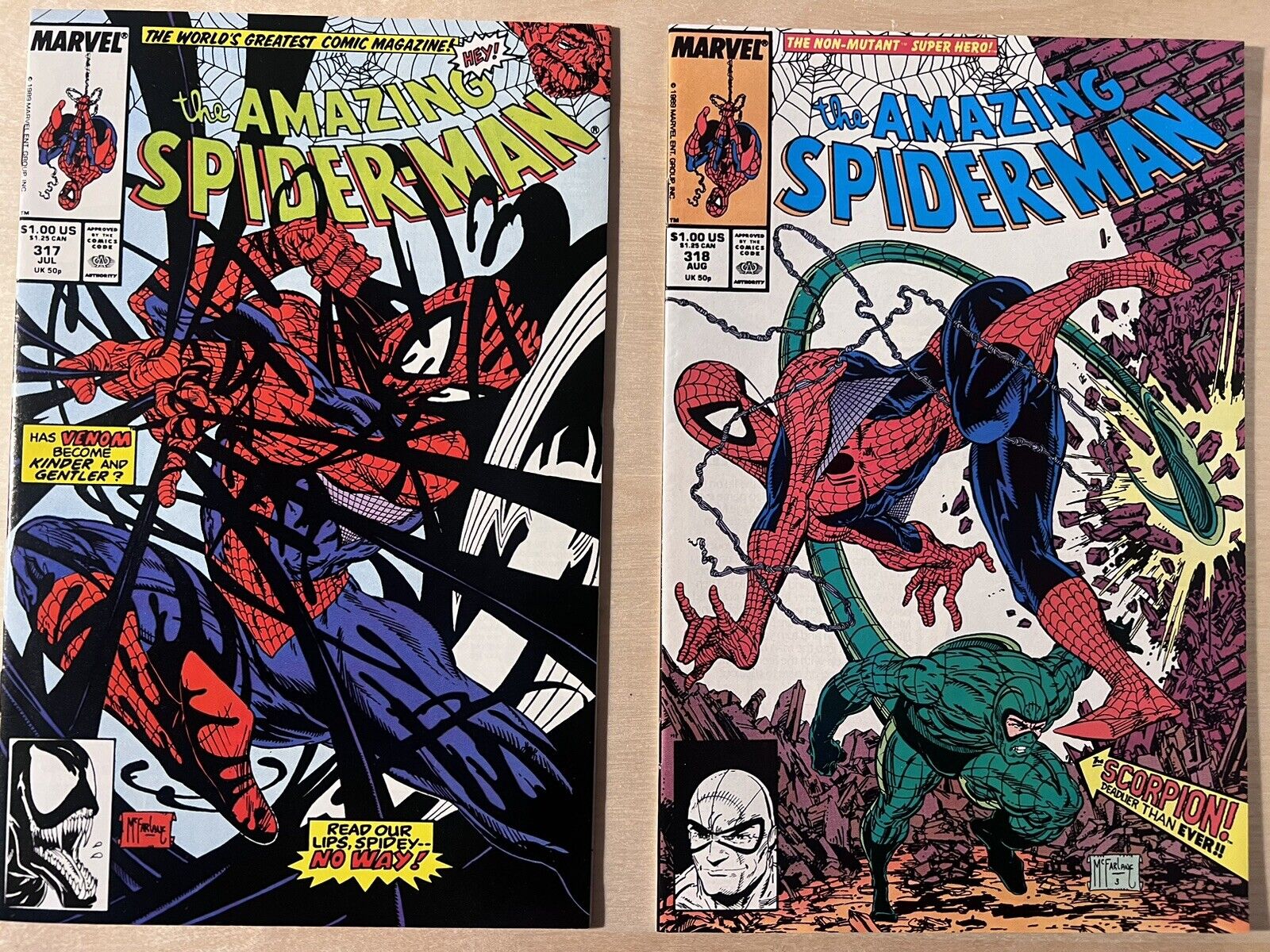 AMAZING SPIDERMAN #317 & 318 ( 1989 Marvel ) 9.0 NM - Appearances Venom & Lizard