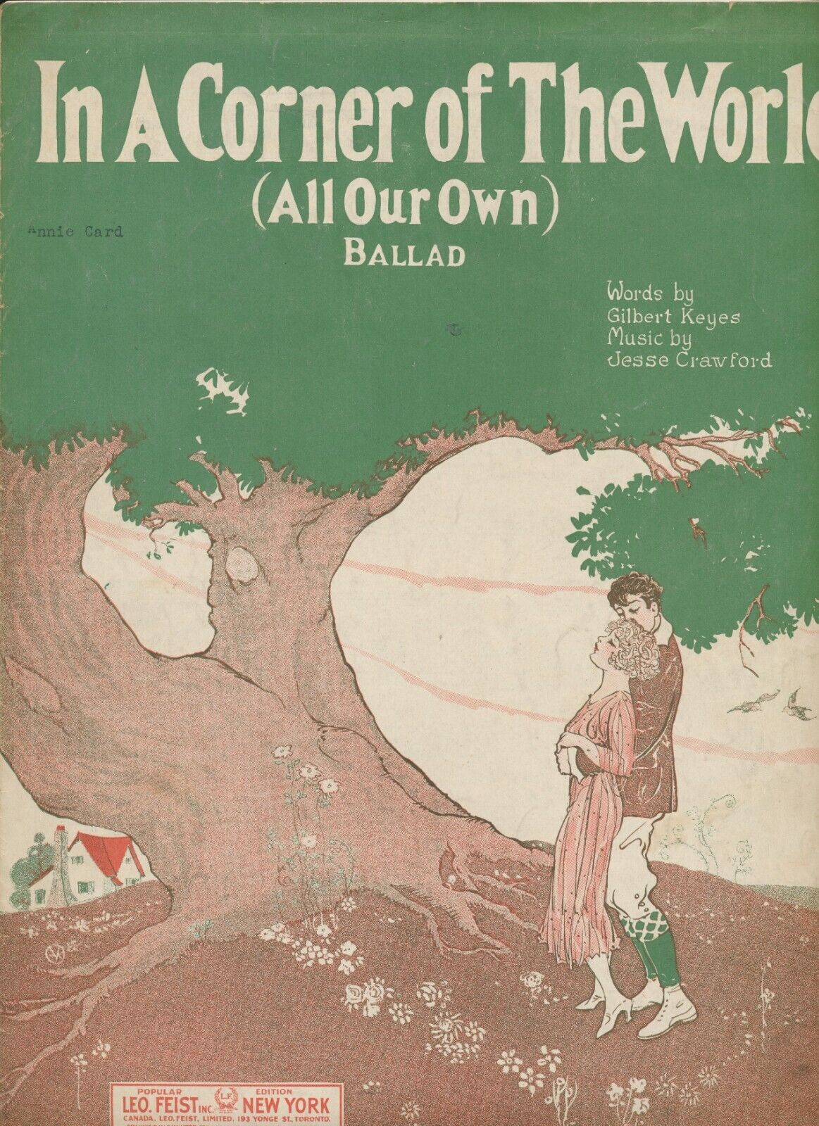 In a Corner of the World (All Our Own) 1922 Beautiful RARE Vintage Sheet Music