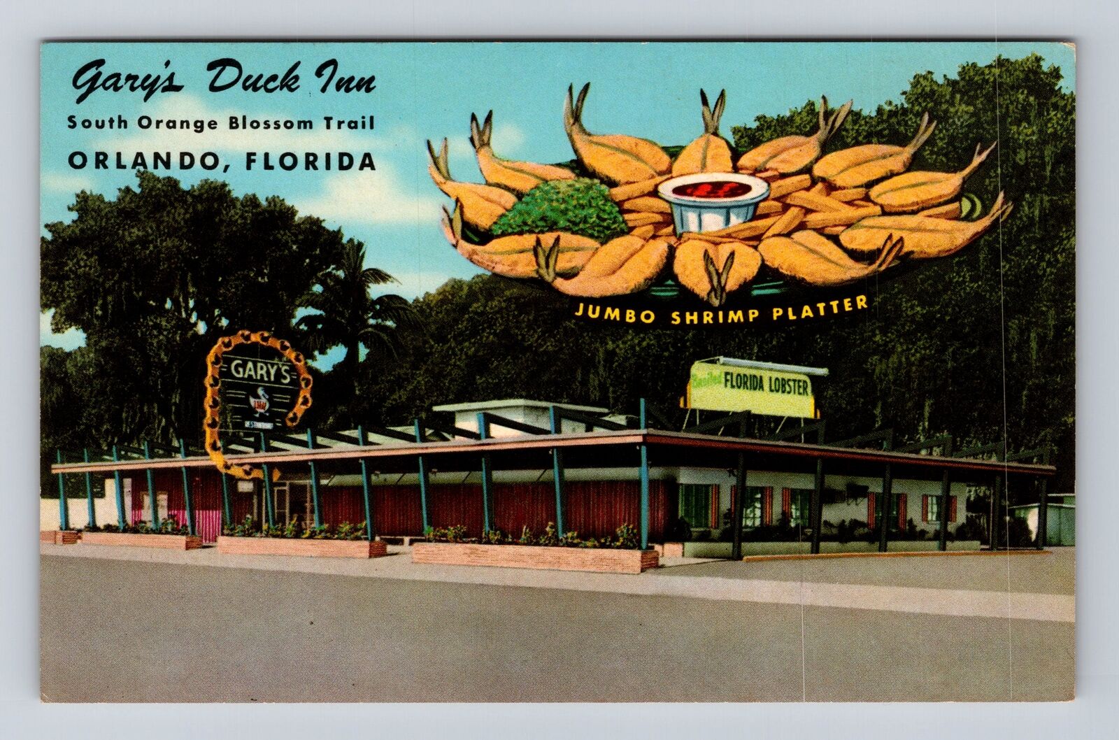 Orlando FL-Florida, Gary's Duck Inn Advertising, Vintage Postcard