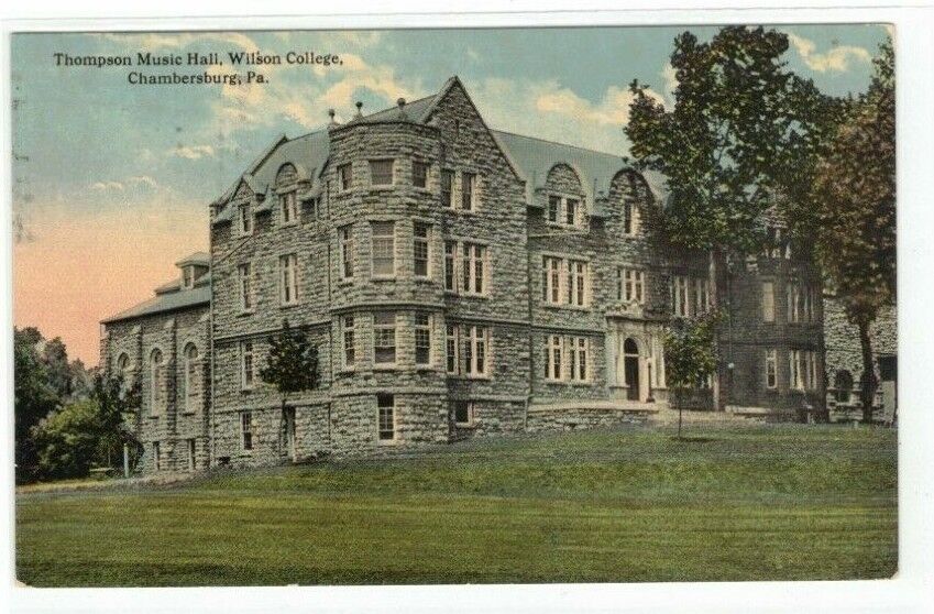 Chambersburg PA Wilson College Thompson Music Hall C1910 Postcard 1916 Postmark