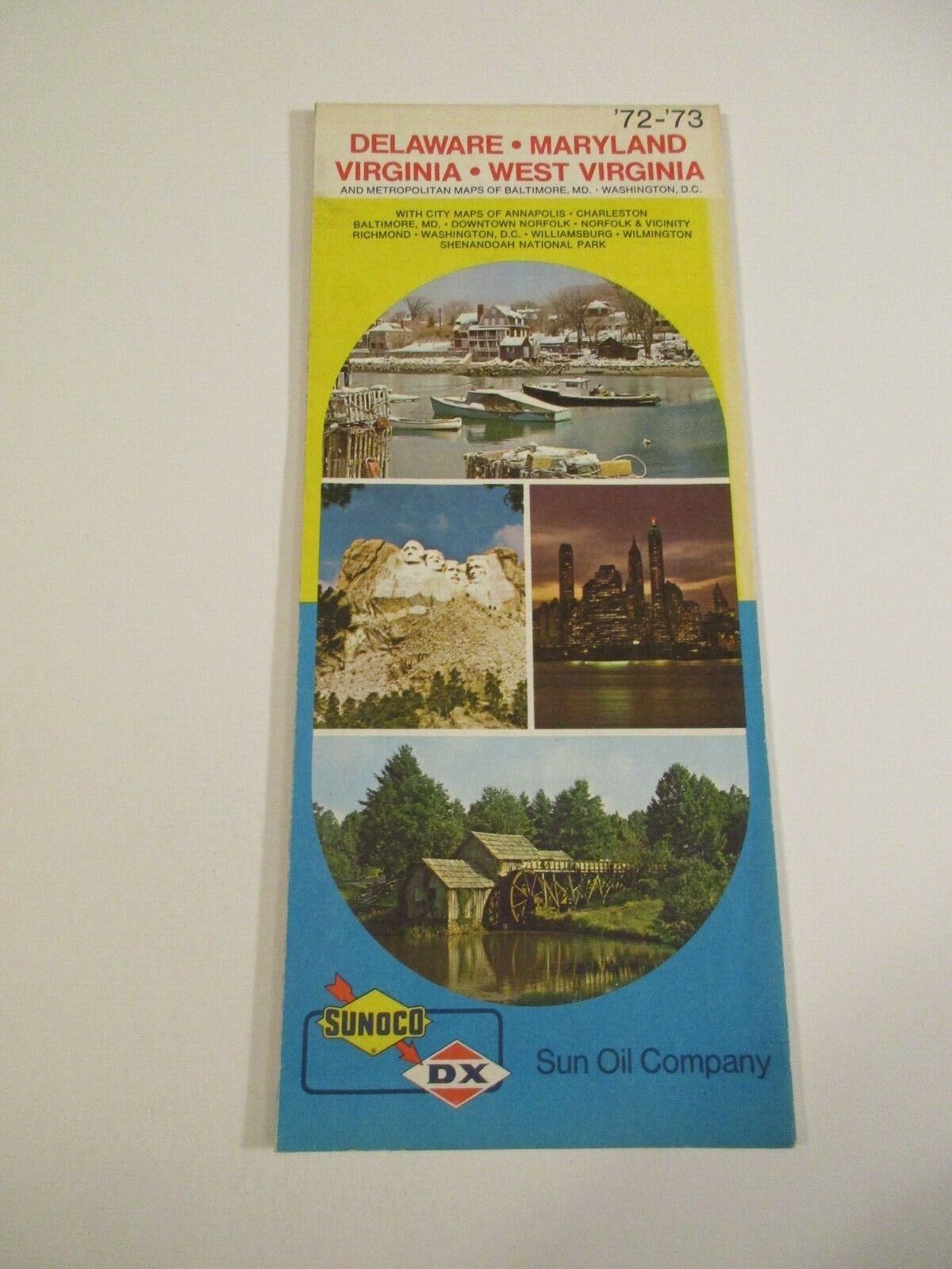 1972-1973 Sunoco Delaware Maryland Virginia West Virginia Travel Road Map~Box E6