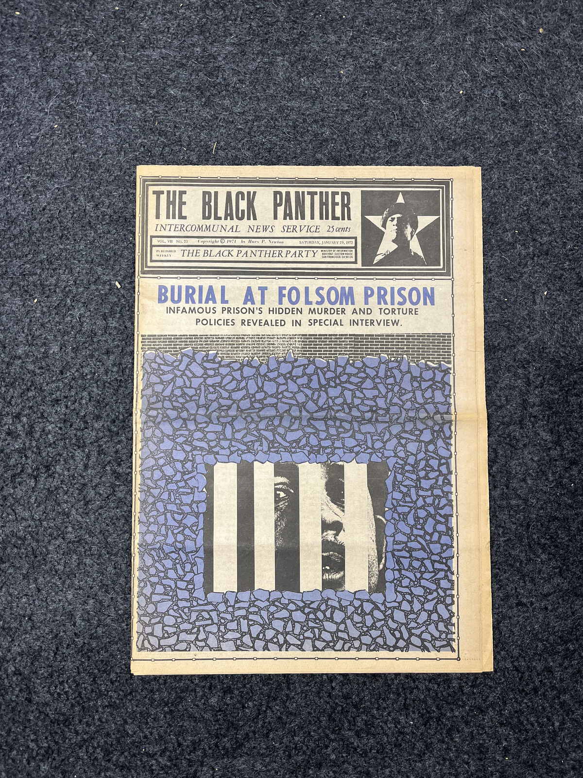 1971 Folsom Prison Exposed, Black Panther Vintage Newspaper, Black Excellence, 