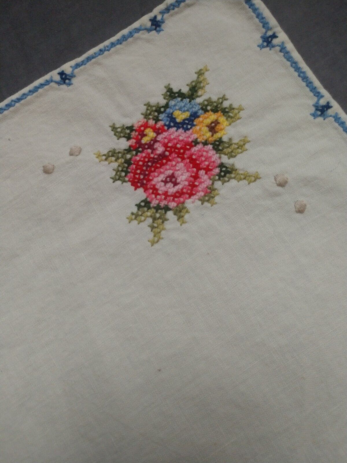 Set Of 6 Vintage Embroidered Cotton Napkins