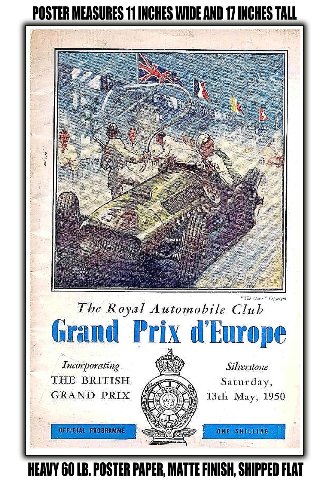 11x17 POSTER - 1950 Royal Automobile Club Grand Prix Europe: Silverstone.