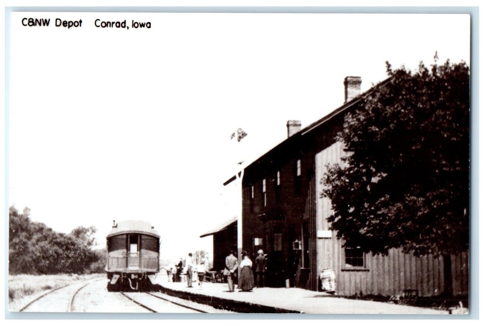c1960's C&NW Depot Conrad Iowa Railroad Train Depot Station RPPC Photo Postcard