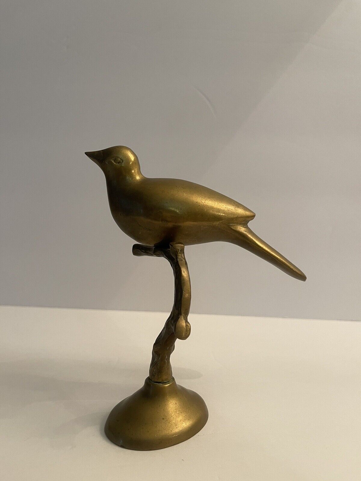 Vintage Brass Bird On A Tree Limb