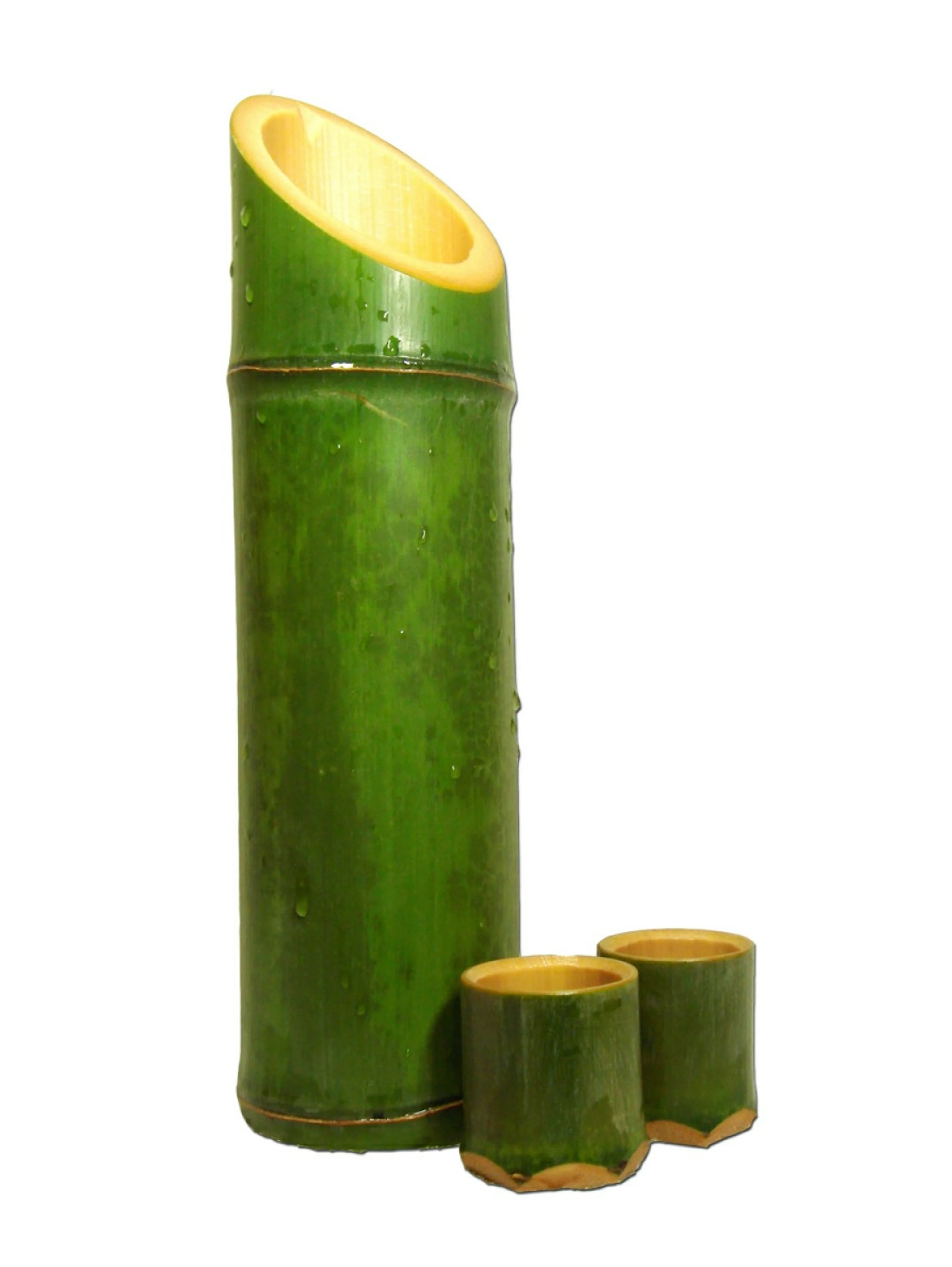 Bamboo Carafe SAKE bottle & cups set green bamboo ochoco New