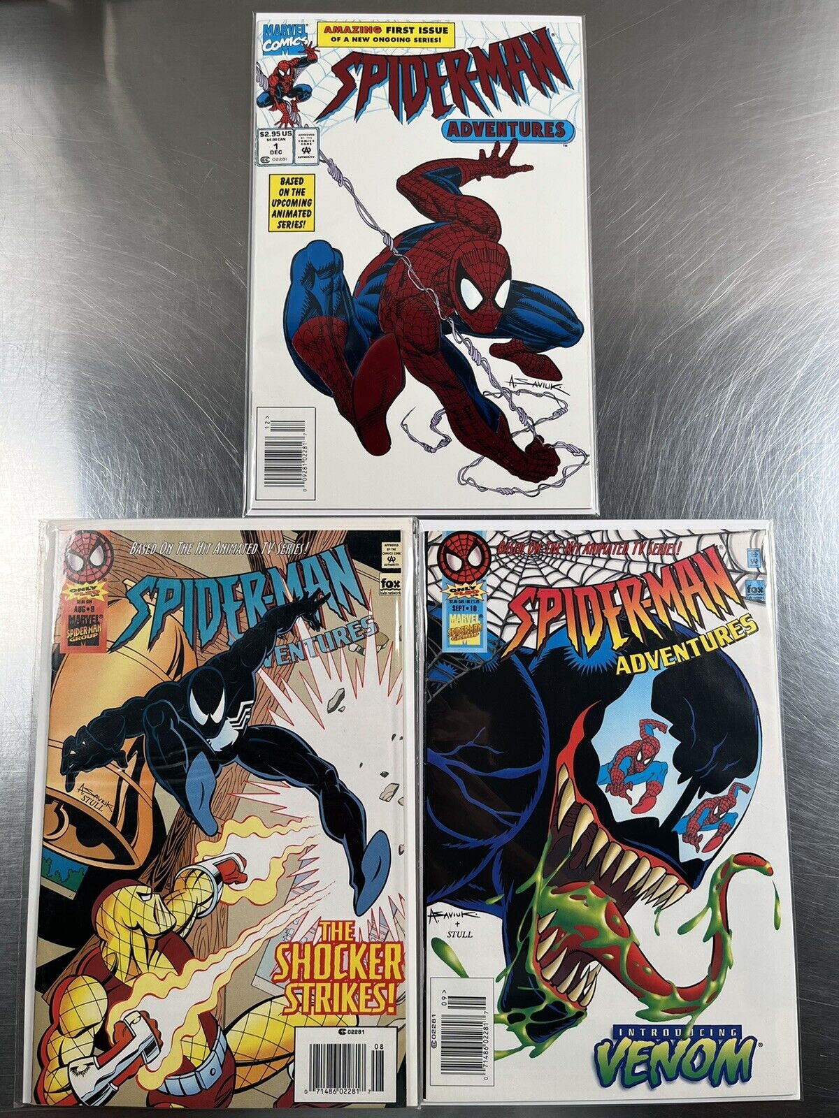SPIDER-MAN ADVENTURES COMICS #1, 9 & 10 ANIMATED SERIES 1ST CAMEO/FULL VENOM 🔑