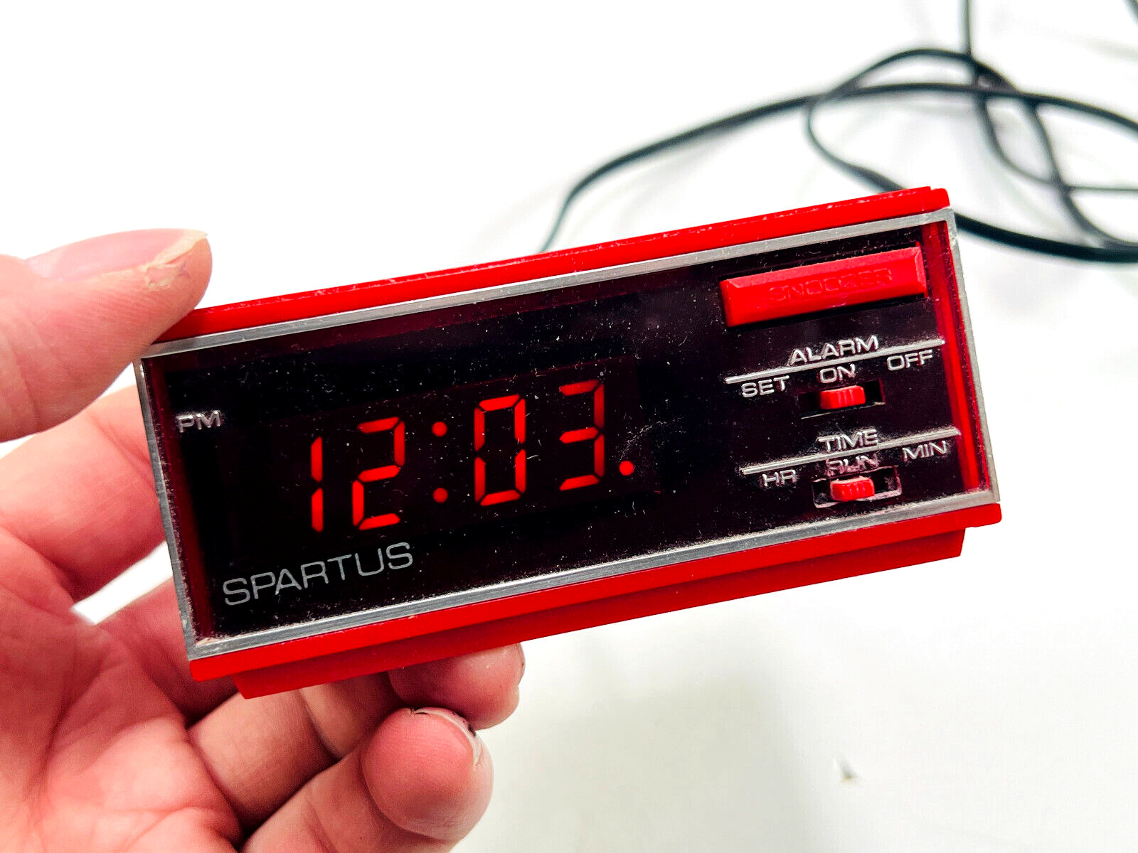vtg 1970s 80s Spartus RED bed LED alarm clock stranger things WORKS