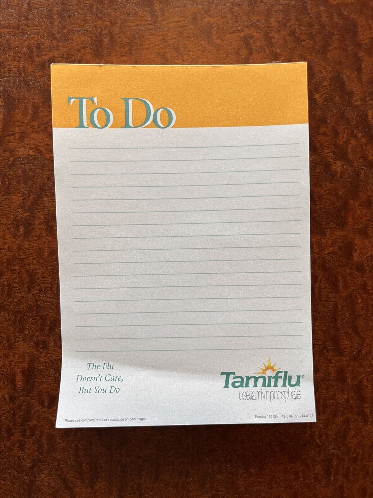 Medical Drug Rep Collectible Notepad Lined Rx Pharmaceutical Tamiflu 7”x5”