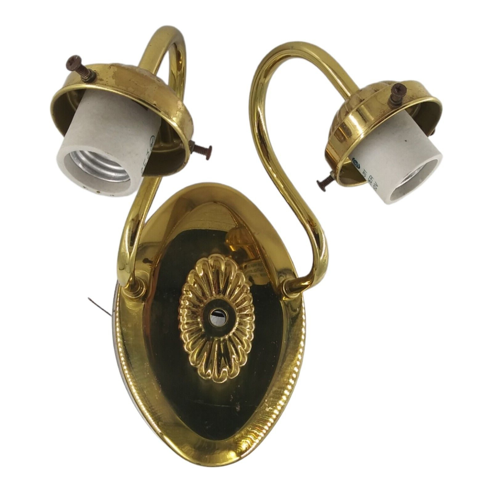 Vintage Double Arm Brass Wall Sconce Light Fixture Lamp Gooseneck