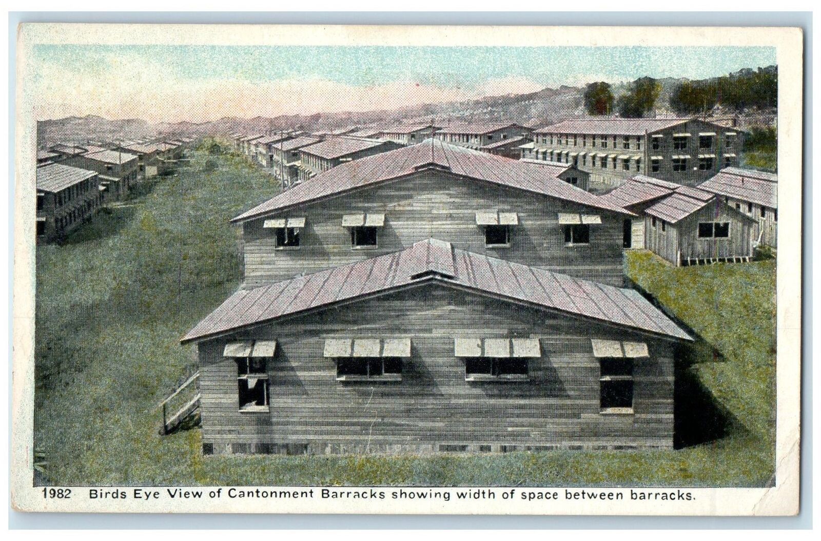 1918 Birds Eye View Camp Cantonment Barracks US Military Dix New Jersey Postcard