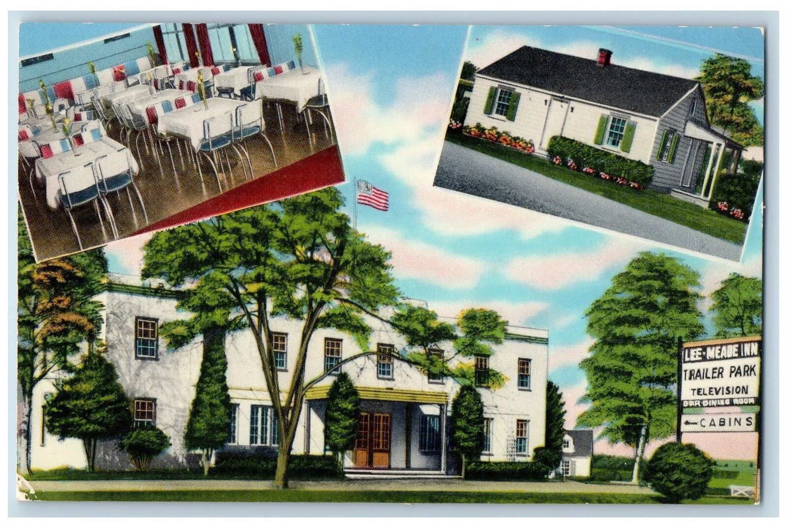 Gettysburg Pennsylvania PA Postcard Lee-Meade Inn And Cottages Exterior c1940's