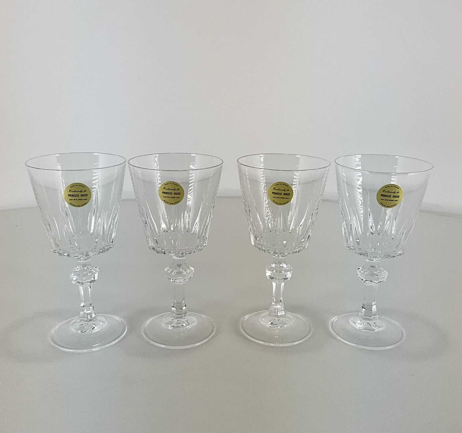 Princess House Set Of Four Vintage Crystal Wine Glasses 5 1/2 Ounce Wine Glass