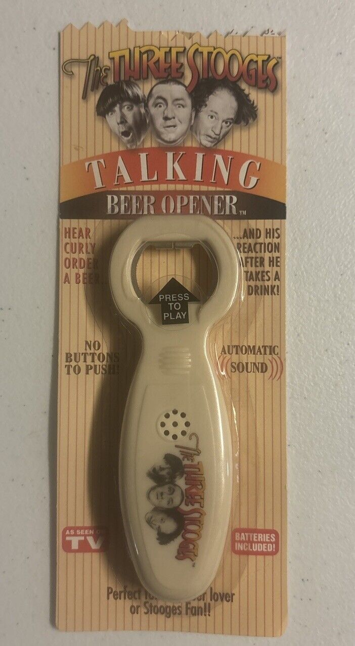 Rare THE THREE STOOGES Talking Beer Bottle Opener AS SEEN ON TV (SEALED)