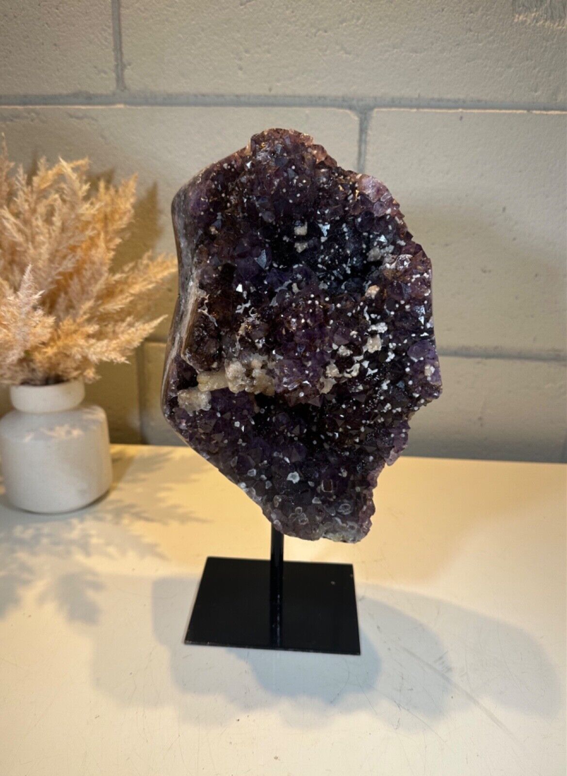 7.12 LB  AAA Natural Amethyst Quartz Crystal Druzy  on Stand Large  (A19)