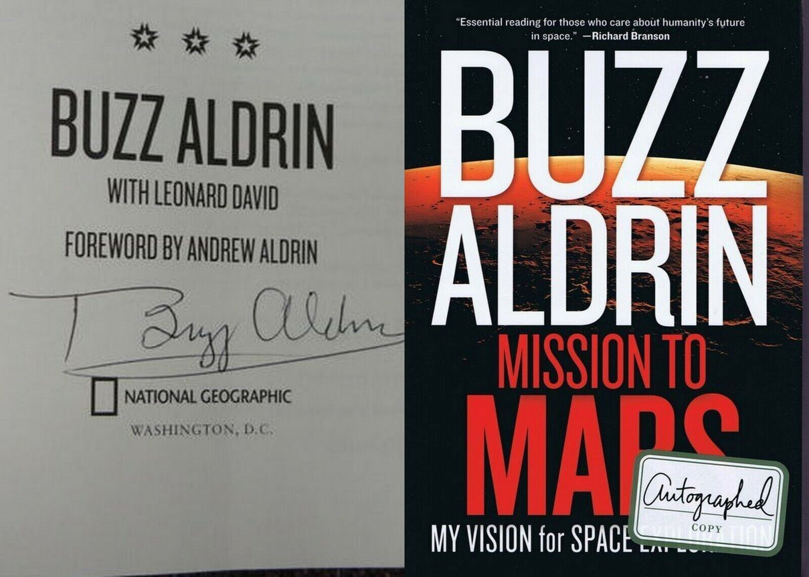 Buzz Aldrin Signed 2013 Mission to Mars Hardback Book JSA 