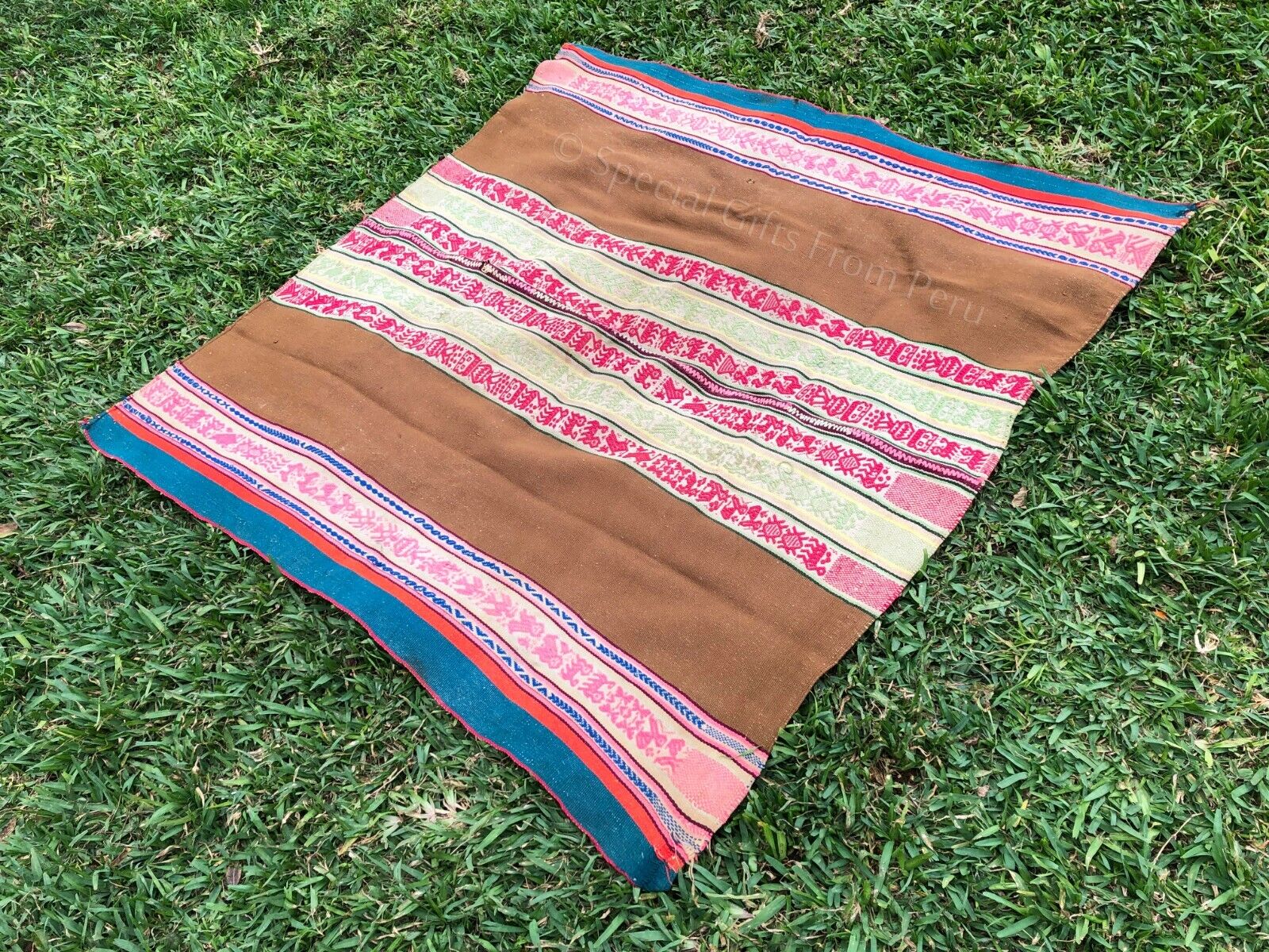 Antique Handwoven Color Burst Bliss: Vibrant Throw Manta to Brighten Your Space