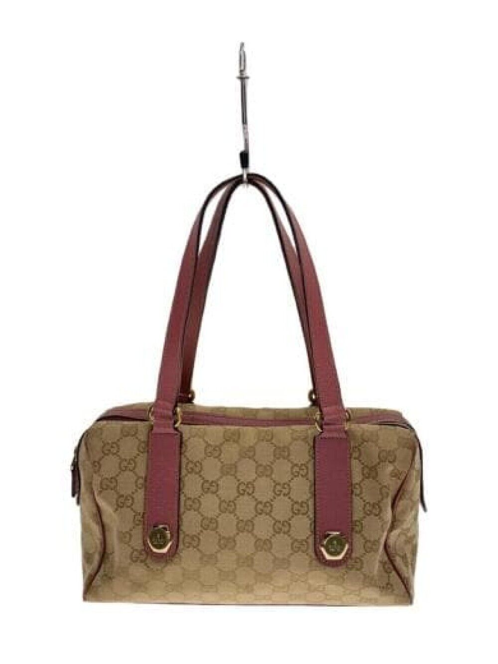 GUCCI GG Authentic Mini Boston Bag 152457 GG Canvas Handbag Beige S0684
