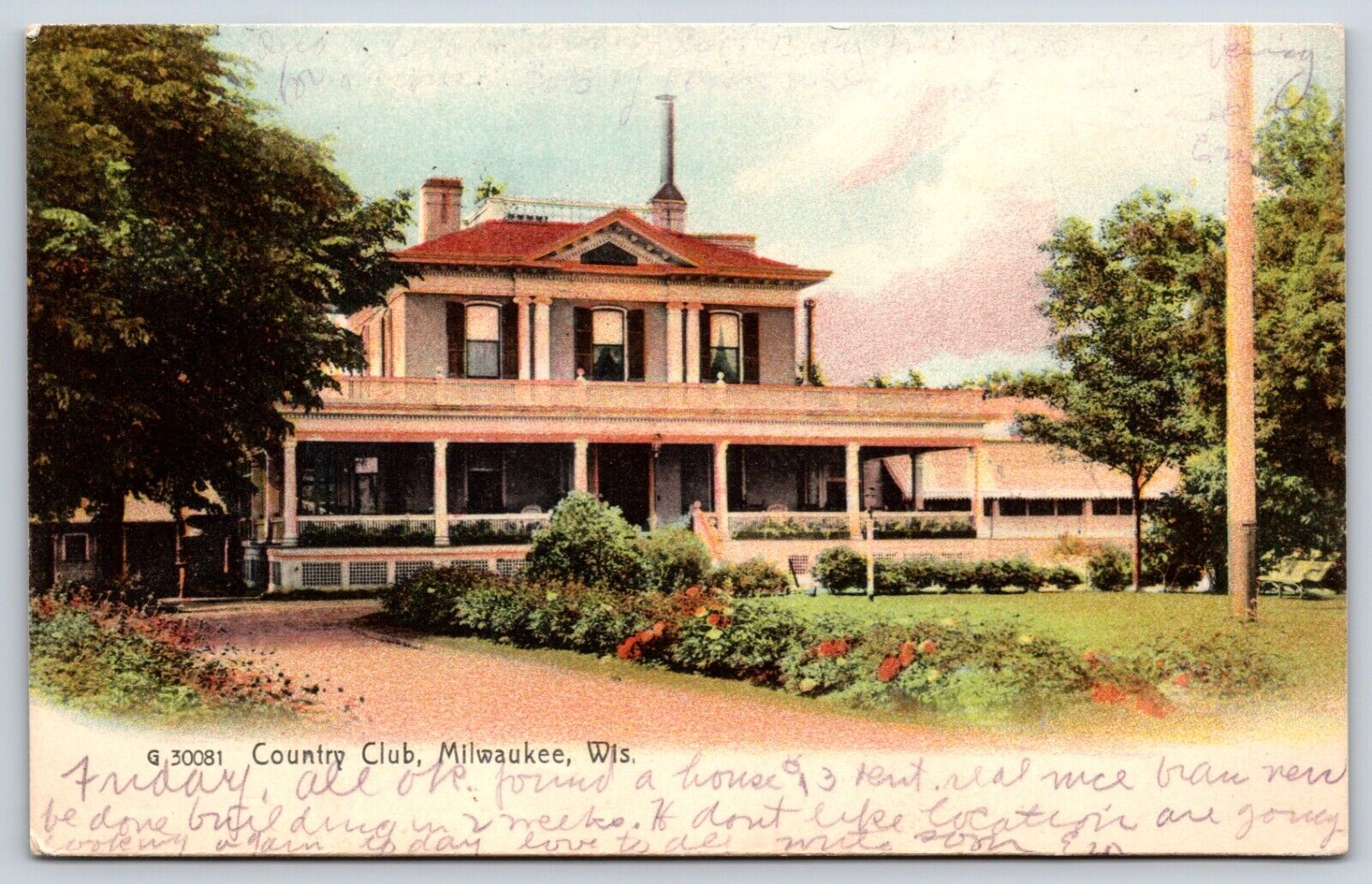 Postcard Country Club Milwaukee Wisconsin Posted