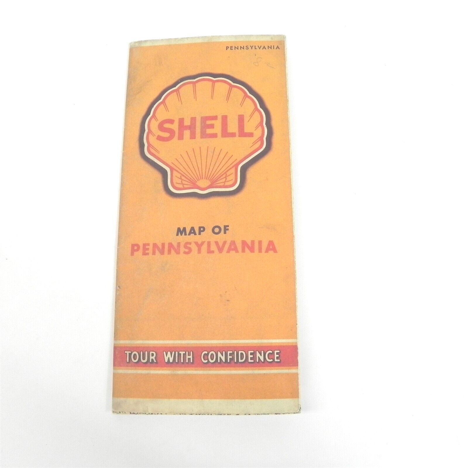 VINTAGE 1942 SHELL OIL COMPANY MAP OF PENNSYLVANIA TOURING GUIDE GAS OIL PROMO