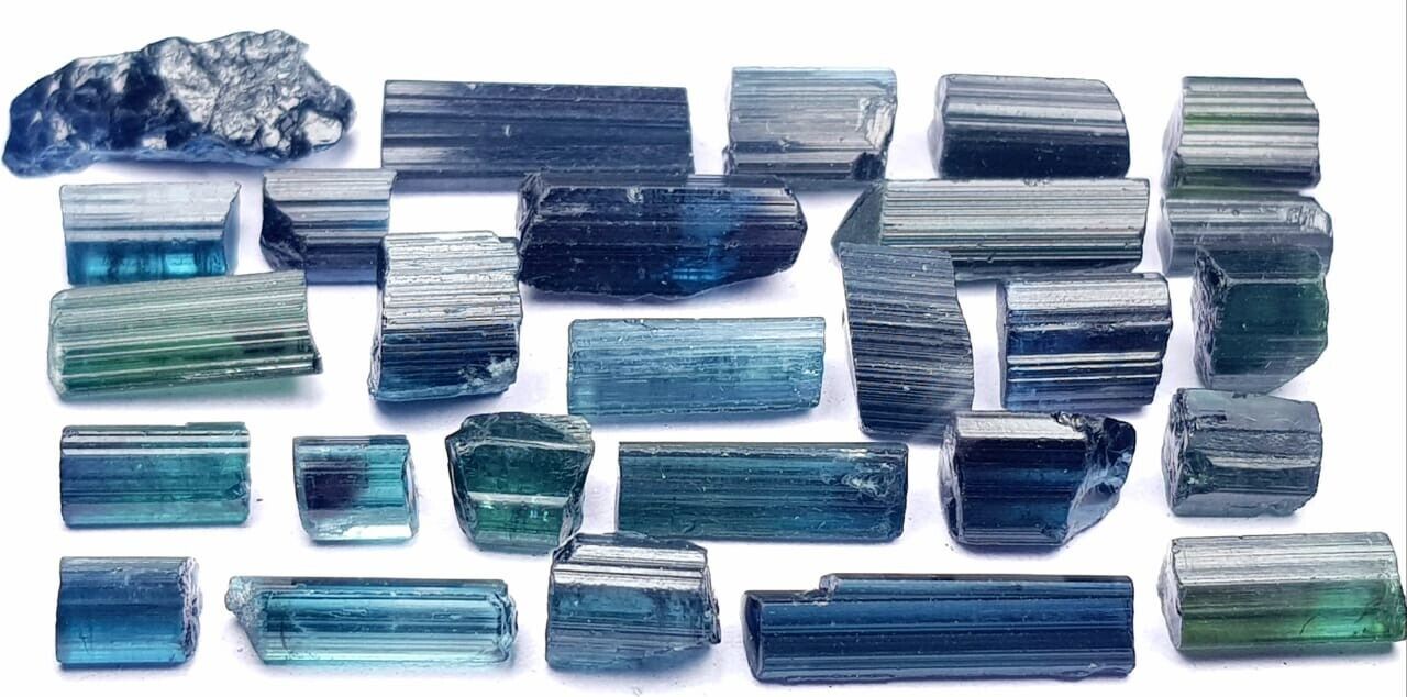 128 Ct Natural Faceted Quality Indicolite Deep Blue 💙 Tourmaline Crystal Lot