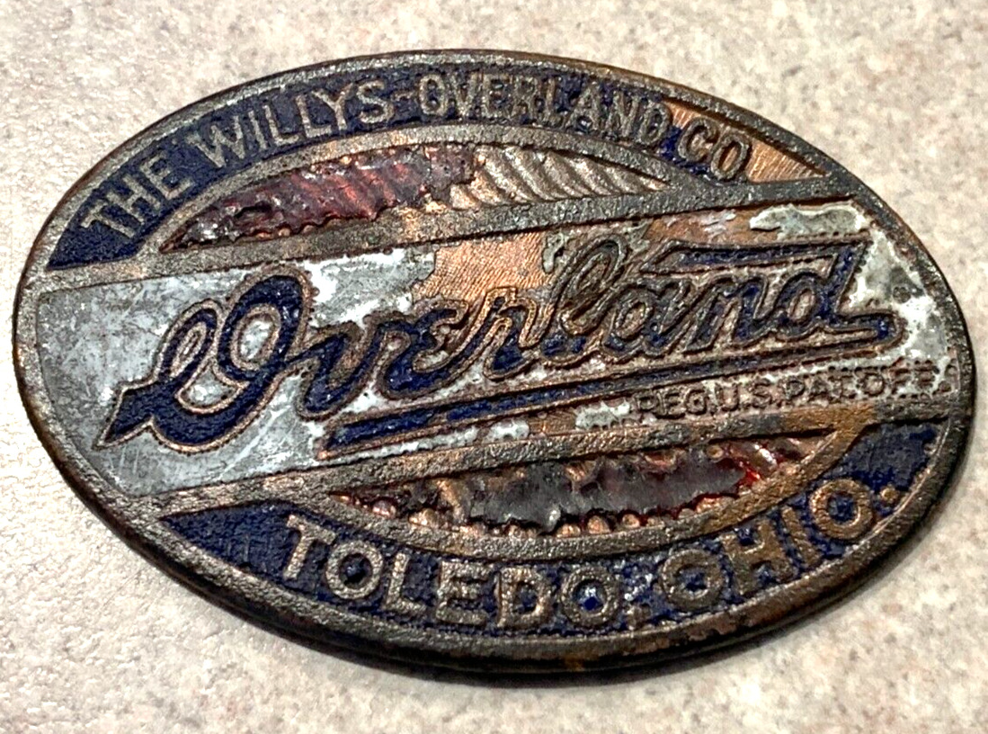 Vintage Original WILLYS OVERLAND EMBLEM TOLEDO OHIO GENUINE BRASS TAG