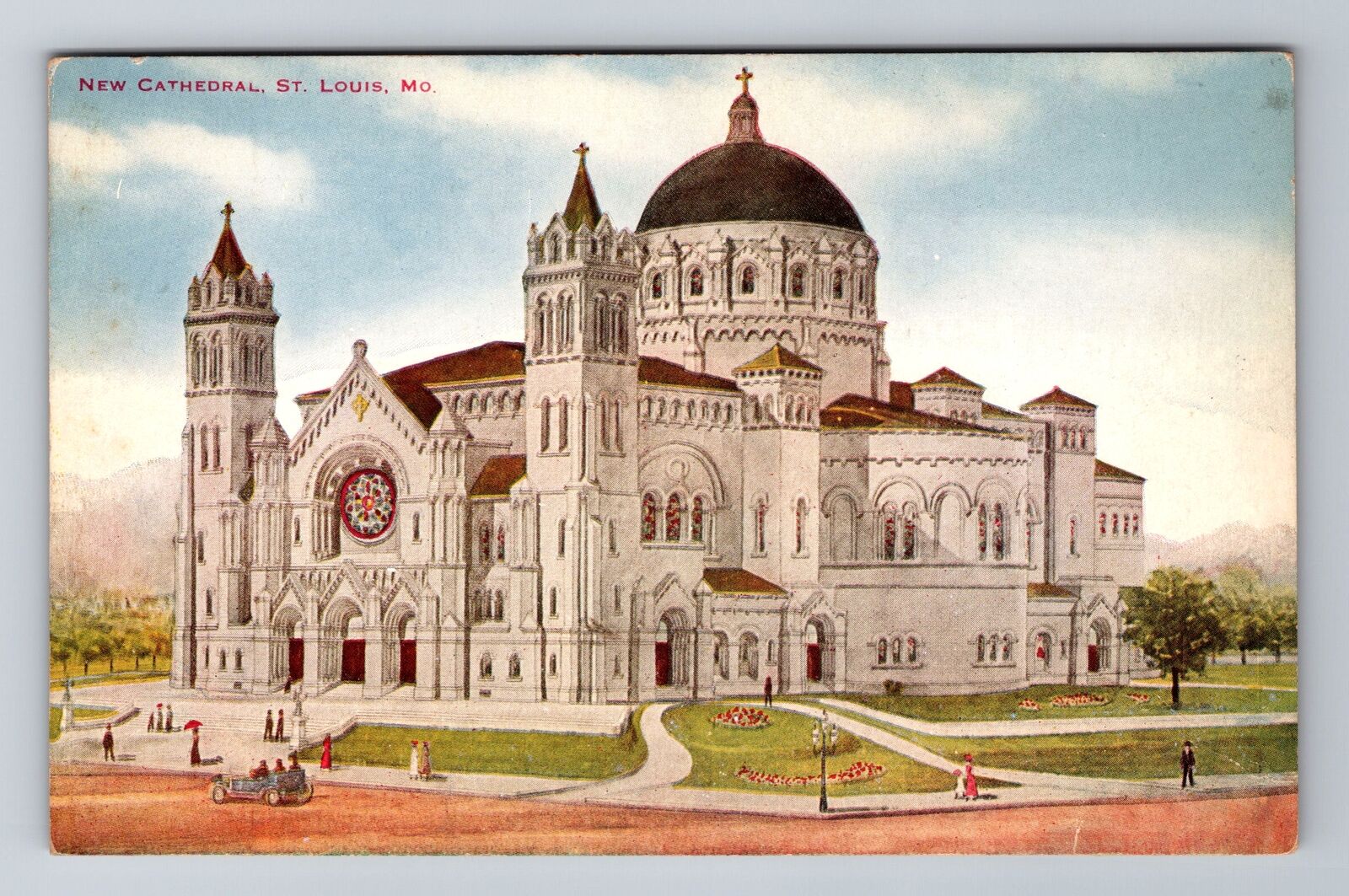 St Louis MO-Missouri, New Cathedral, Antique Vintage Souvenir Postcard
