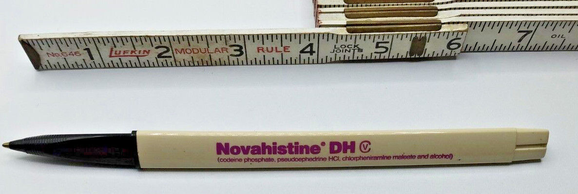 NOVAHISTINE CODEINE Pharmaceutical Drug Rep Pen Vintage Retro Rare