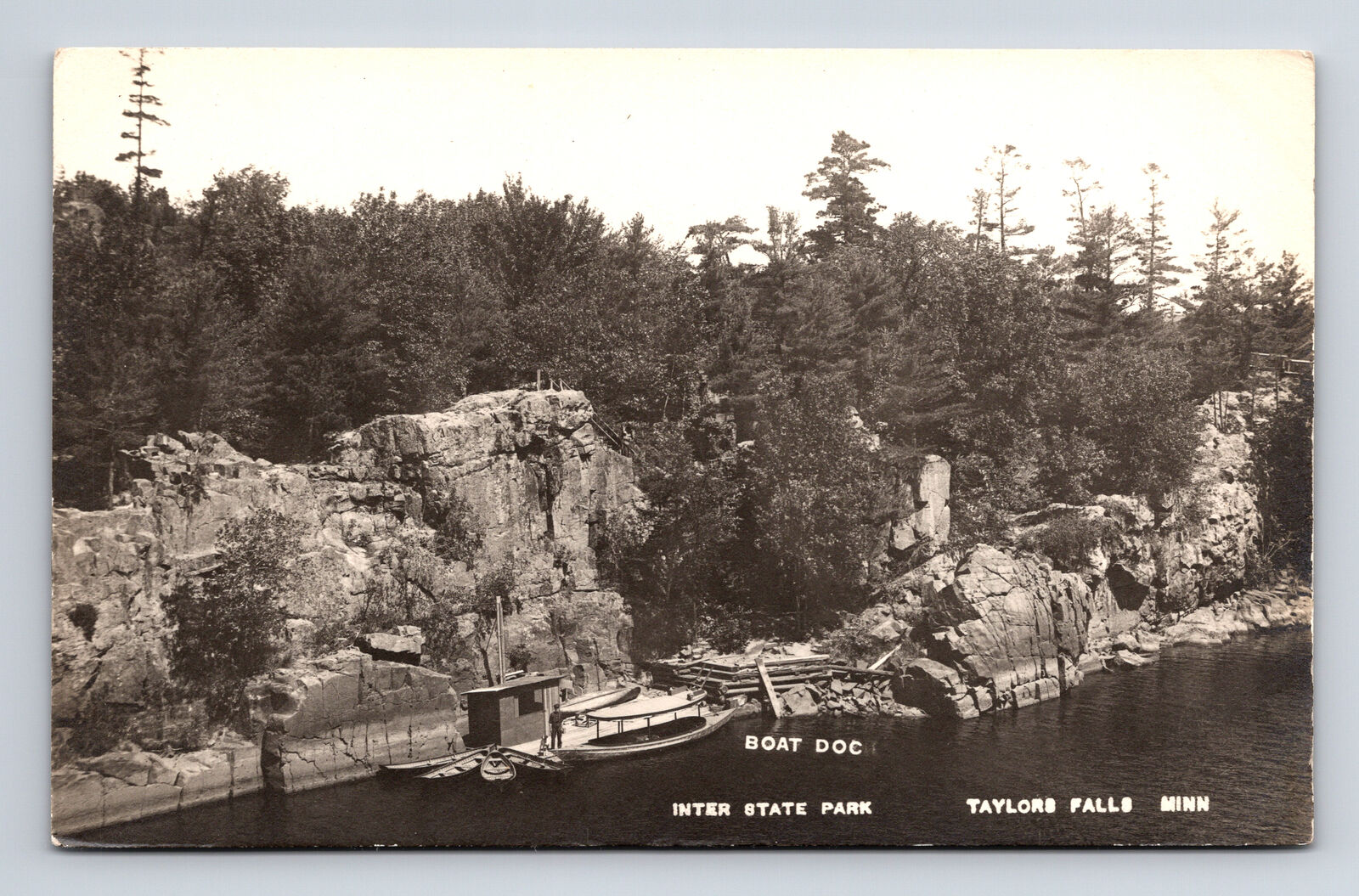 RPPC Inter State Park Park Boat Docks Rock Formations Taylors Falls MN Postcard