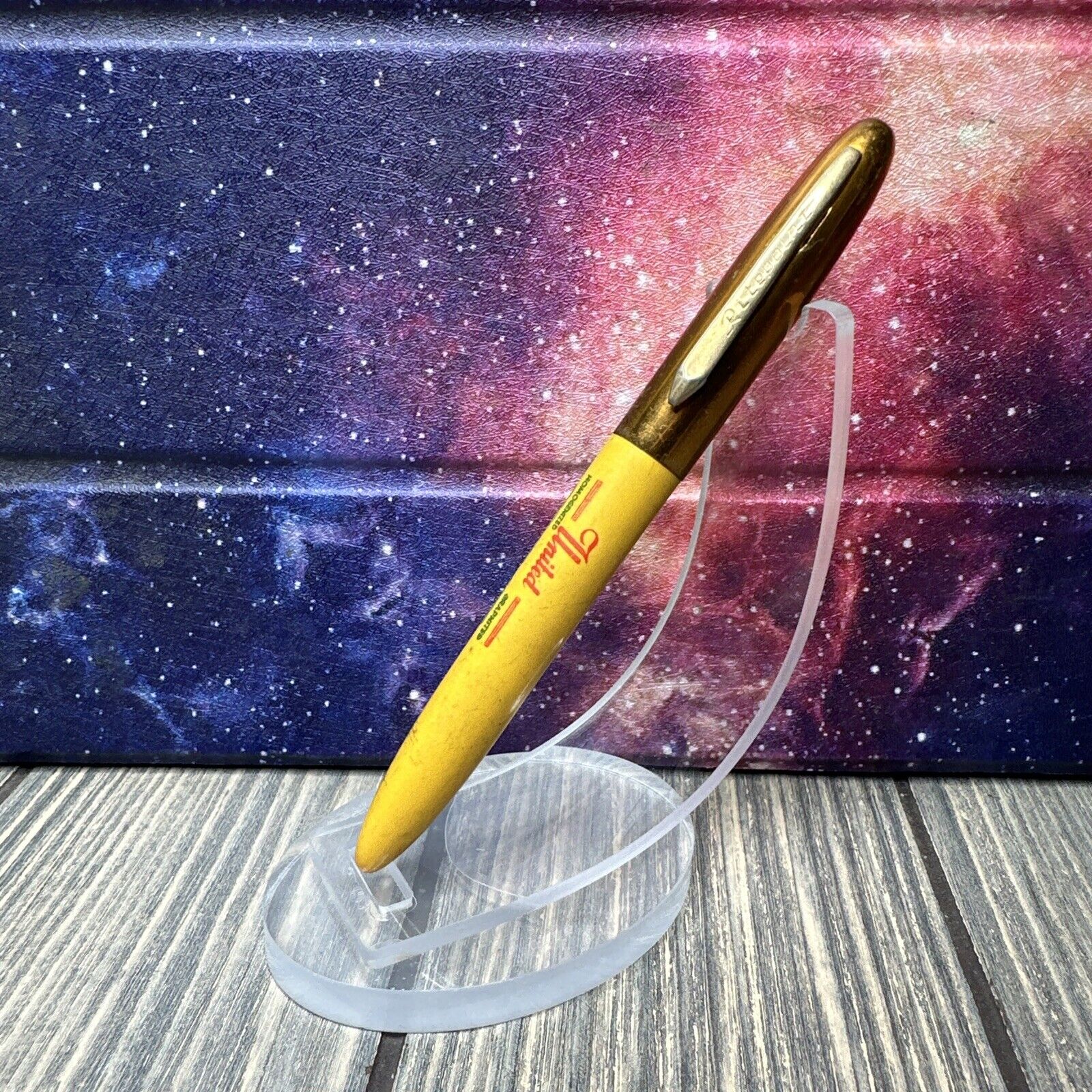 Vintage Picker Lube Yellow Gold Tone Advertisement Pen