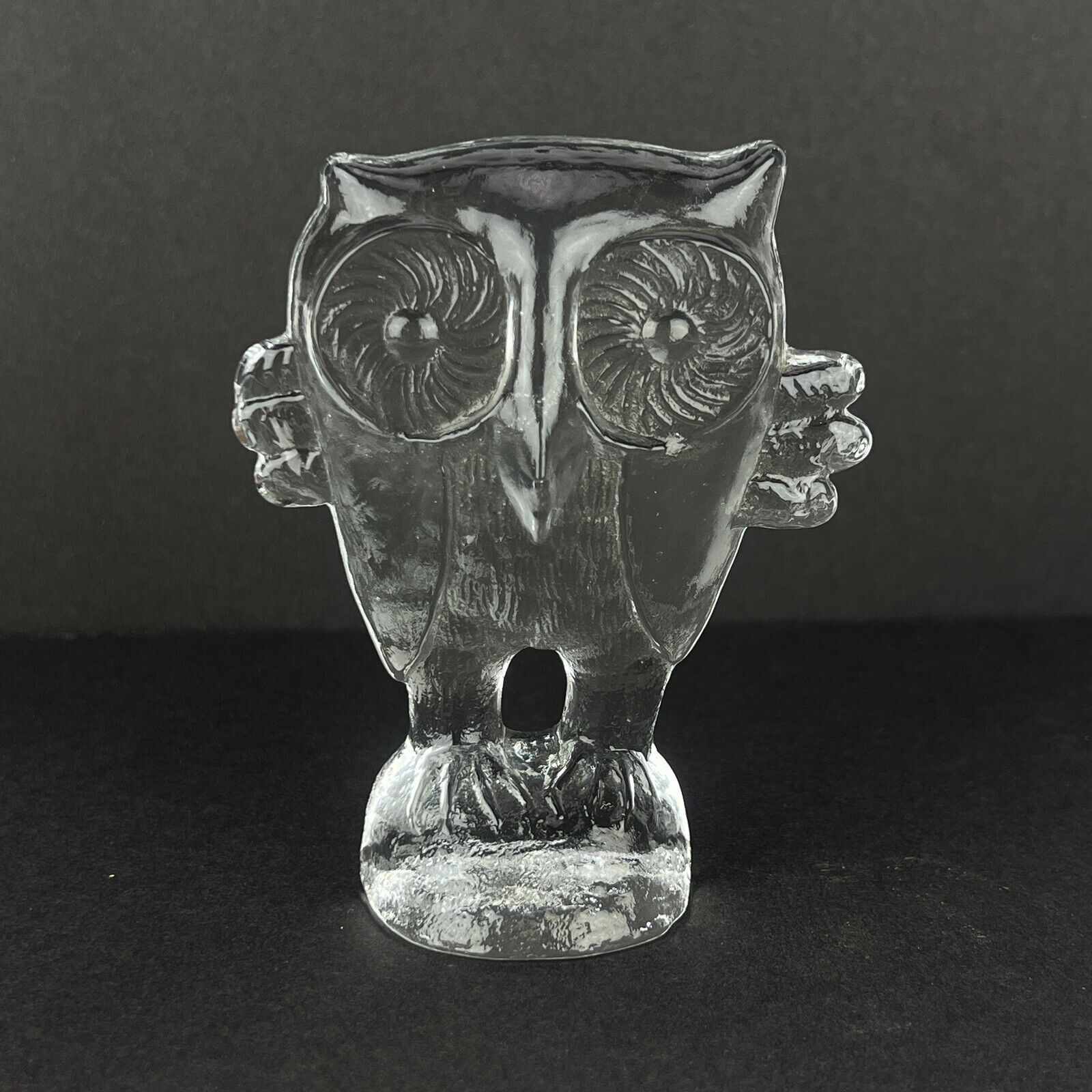 Vtg Owl Figurine Kosta Boda Glass 5in
