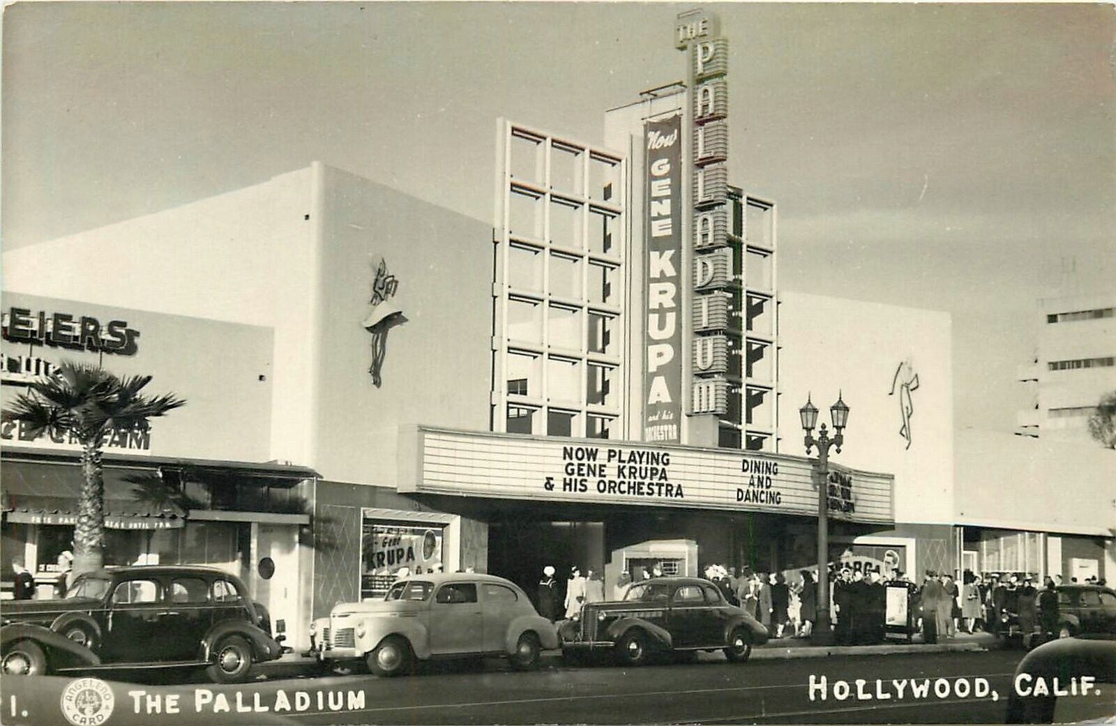 Postcard RPPC 1940s California Hollywood The Palladium Jazz Marquee CA24-649