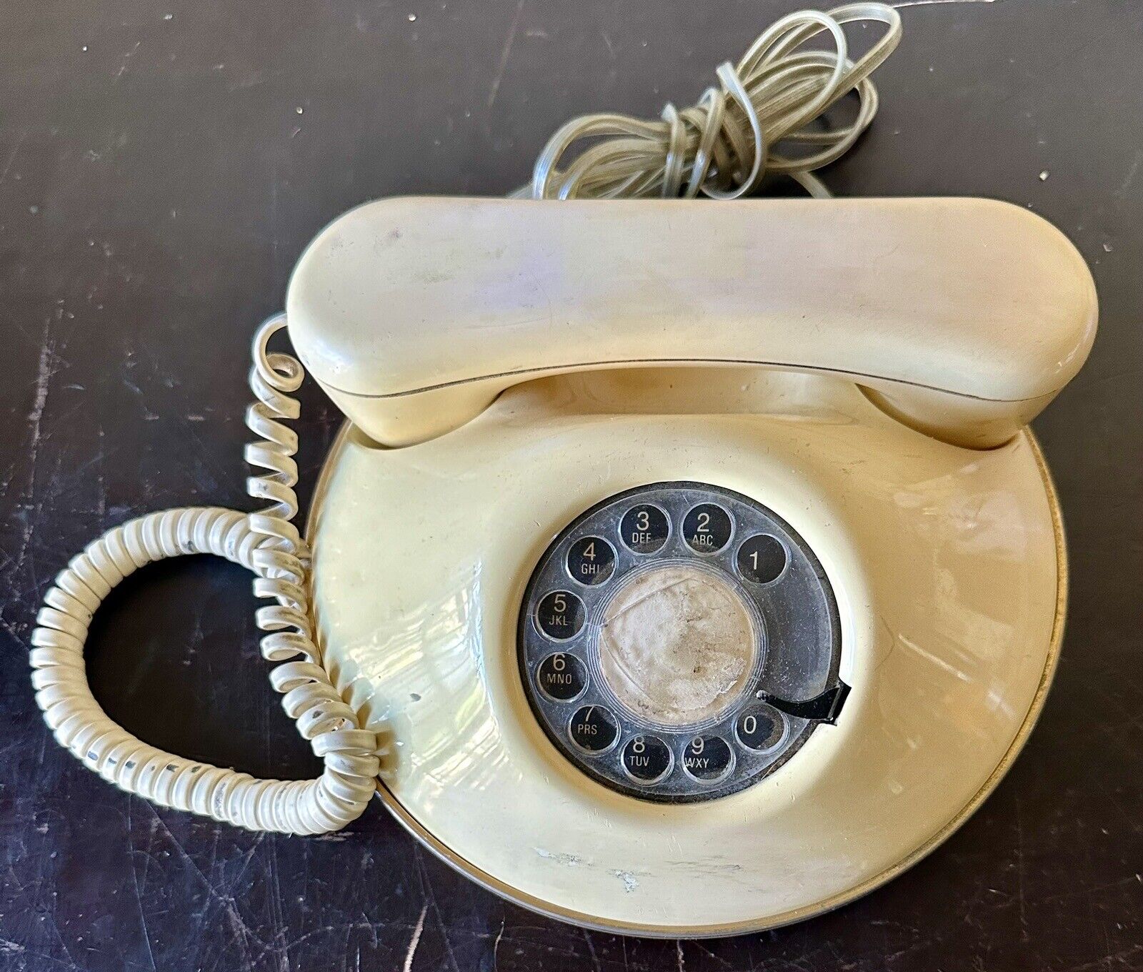 Vintage Northern Telecom Pancake Dawn Yellow Rotary Dail Desktop Telephone