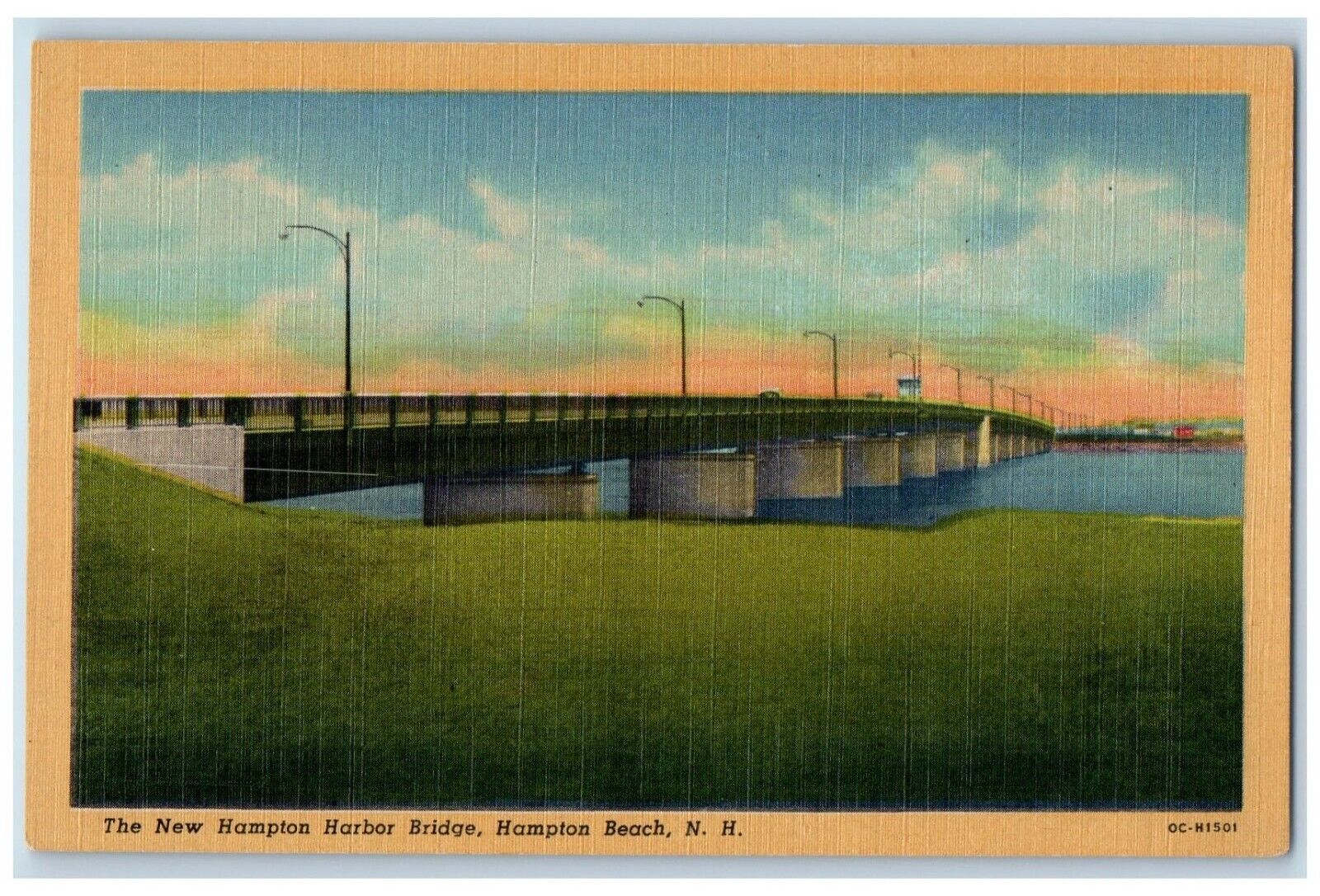 c1940 New Hampton Harbor Bridge River Lake Hampton Beach New Hampshire Postcard