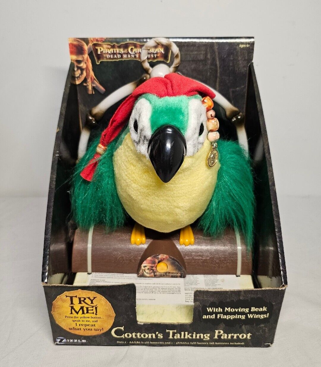 Pirates Of The Caribbean Talking Parrot , Mimics and Repeats New in Box