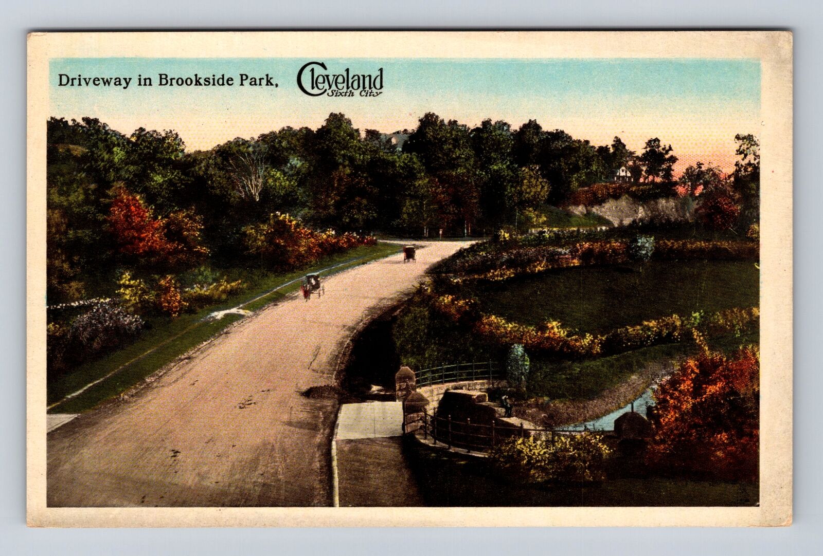 Cleveland OH-Ohio, Driveway In Brookside Park, Horse & Carriage Vintage Postcard