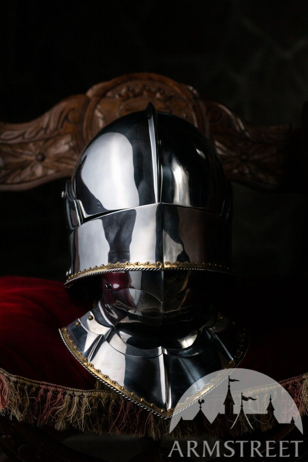 stainless steel SCA sallet and bevor set Handmade neck and head protection