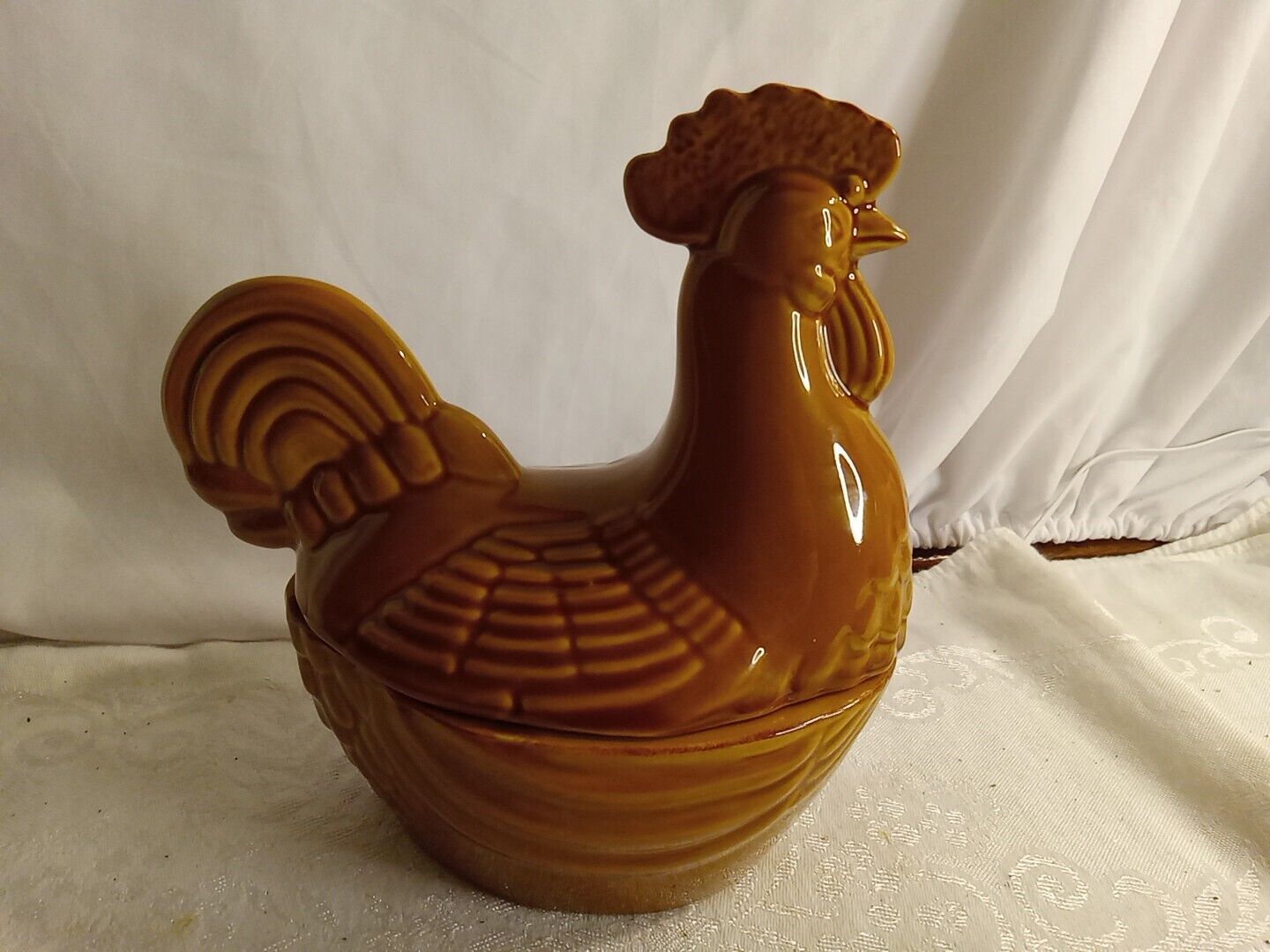 VTG BIA China  Hand Glazed Bakeware Hen on Basket Covered Casserole Dish