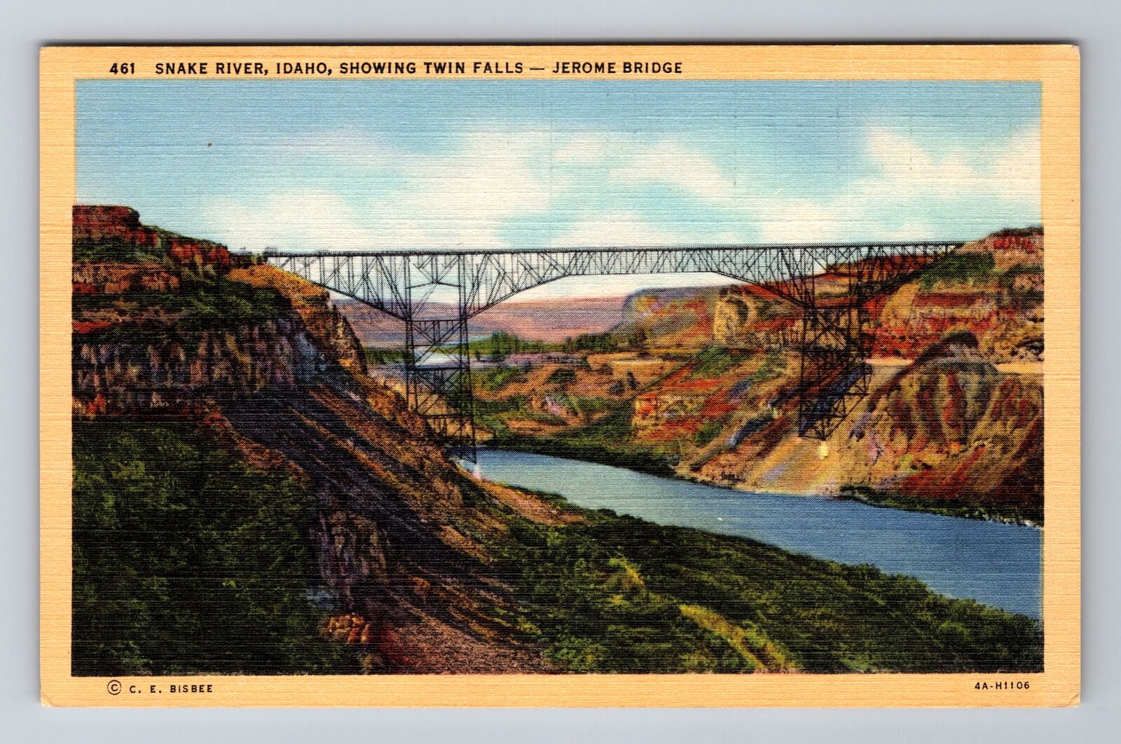 Snake River ID-Idaho, Aerial Showing Twin Falls, Antique, Vintage Postcard