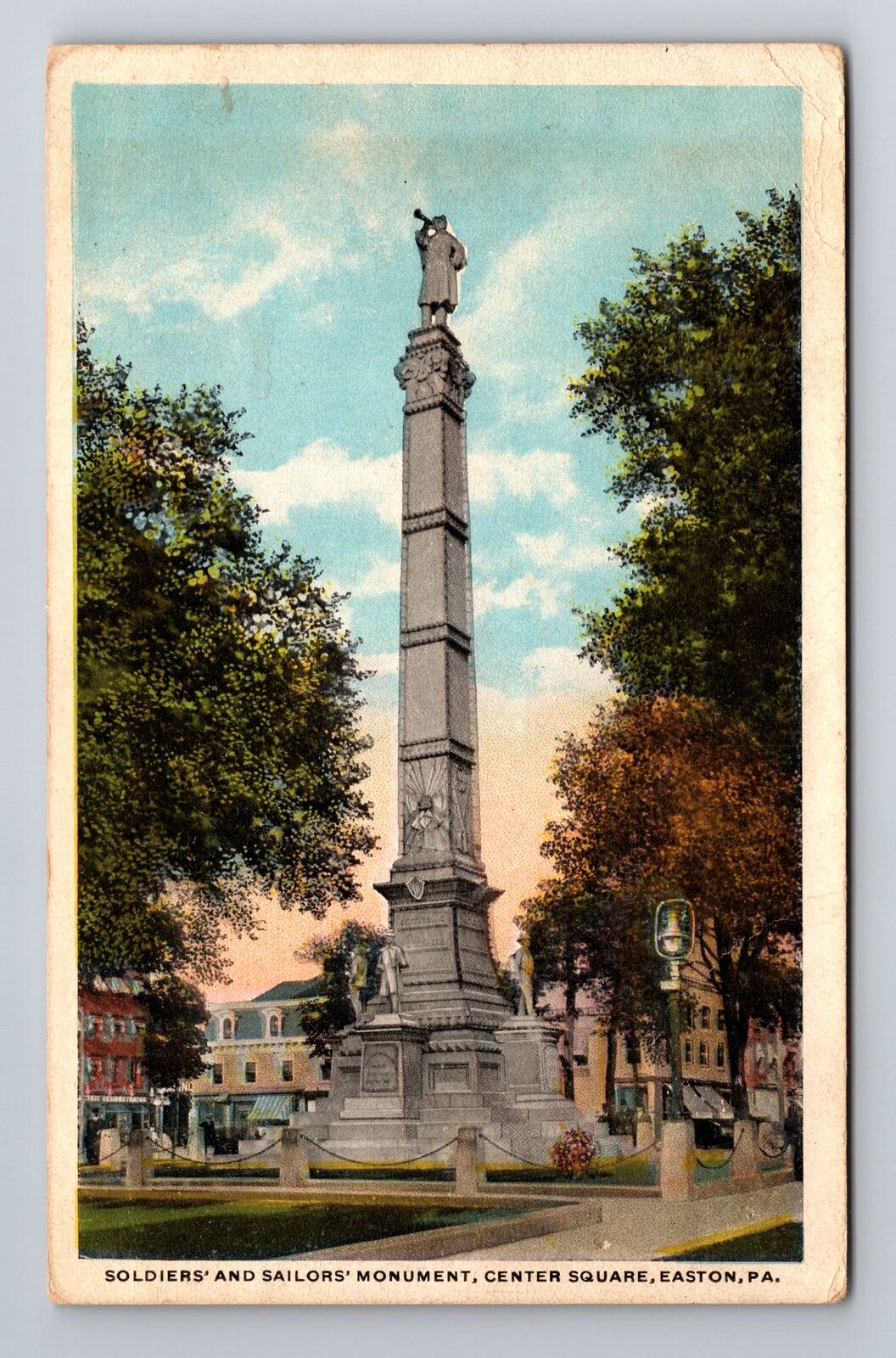 Easton PA-Pennsylvania, Center Square Soldiers Sailors Monument Vintage Postcard