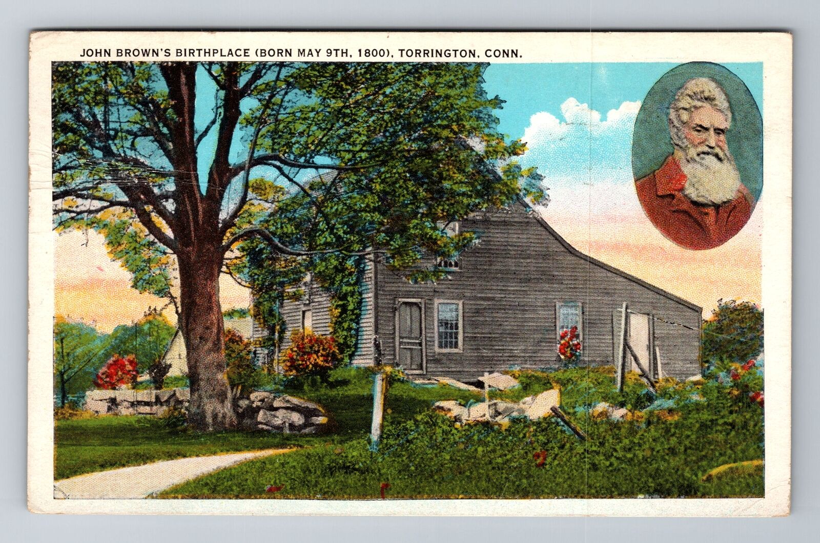 Torrington CT-Connecticut, John Brown\'s Birthplace, c1936 Vintage Postcard