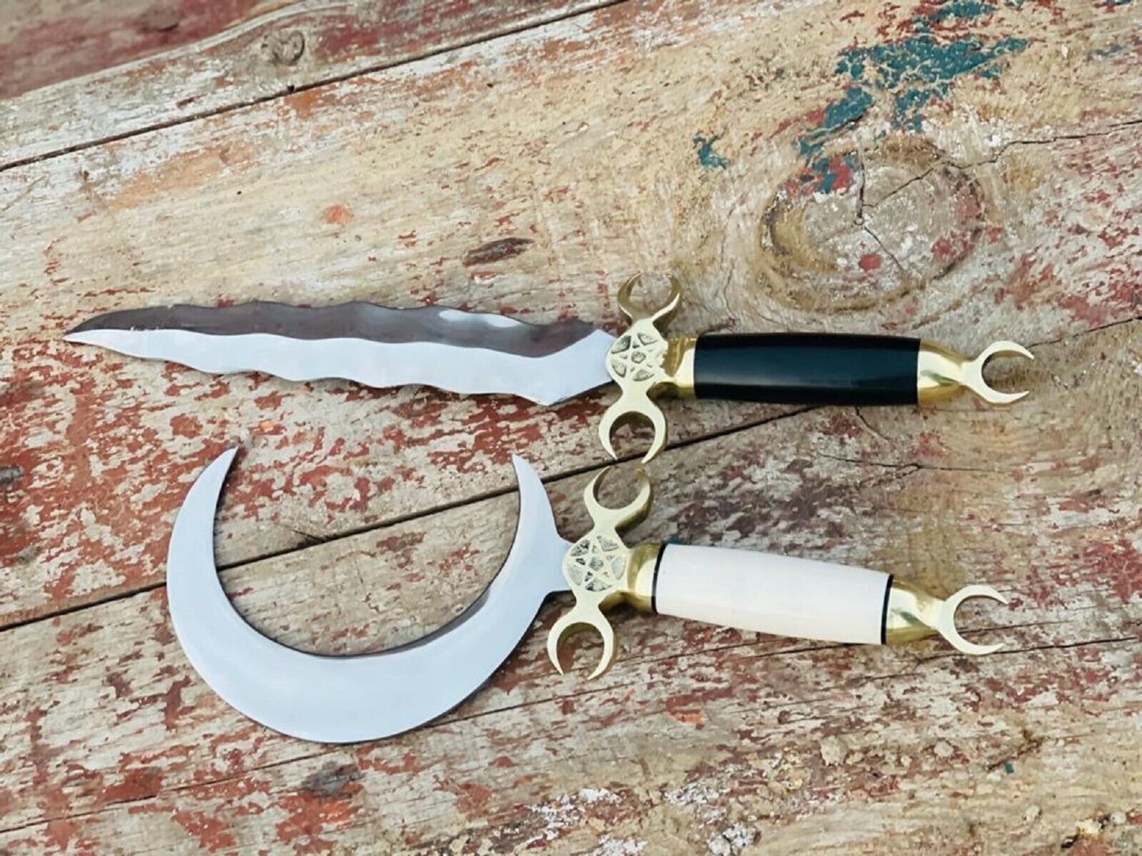 Druid\'s Crescent Moon Boline with Bone Handle for Ritual Work, Wicca, Witchcraft