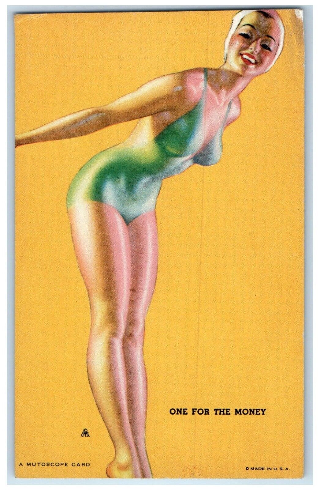 c1950's Mutoscope Glamour Girl Pin Up Sexy Go For The Money Exhibit Arcade Card