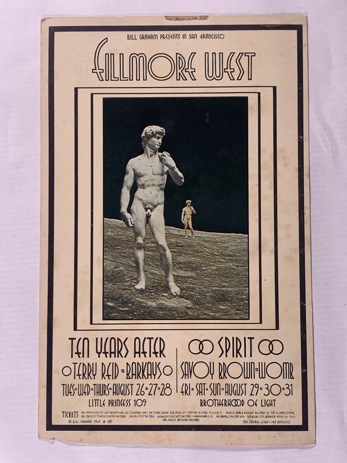 BG-189 Ten Years After Savoy Brown Postcard Fillmore Bulk Rate Original 1969